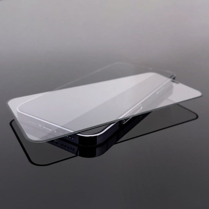 Pilnas dangtelis Flexi Nano folijos stiklas su rėmeliu iPhone 14 Max / 13 Pro Max skaidrus