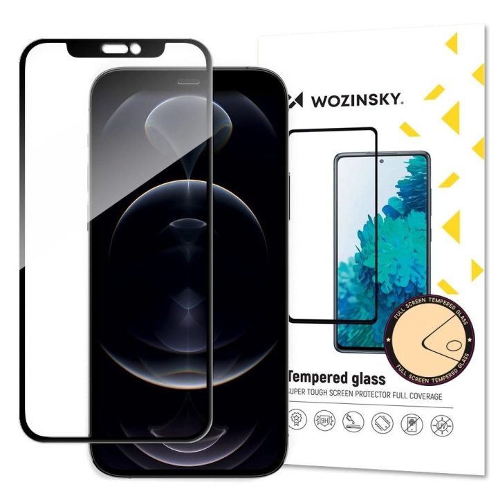 itin tvirtas Full Glue viso ekrano grūdintas stiklas su Case Friendly rėmeliu iPhone 14 Max / 13 Pro Max juodas