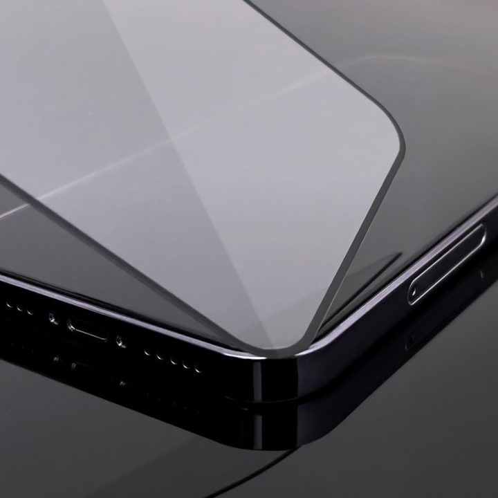 Grūdintas stiklas su rėmeliu, pritaikytas iPhone 13 mini juodas, visiškai padengtas apsauginiu stiklu su rėmeliu