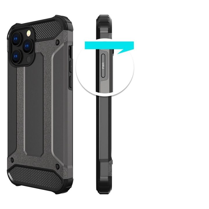 Hybrid Armor dėklas iPhone 13 Pro Max juodas tvirtas dangtelis