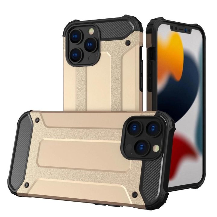 Hybrid Armor Case tvirtas atsparus dangtelis iPhone 13 Pro Max auksinis