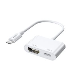 adapteris Lightning (vyriškas) į skaitmeninį HDMI (moteriškas) + Lightning (moteriškas) FullHD 1080p 60Hz baltas (S-H141 baltas)