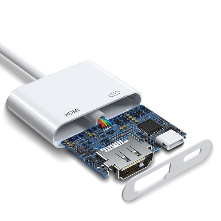 adapteris Lightning (vyriškas) į skaitmeninį HDMI (moteriškas) + Lightning (moteriškas) FullHD 1080p 60Hz baltas (S-H141 baltas)