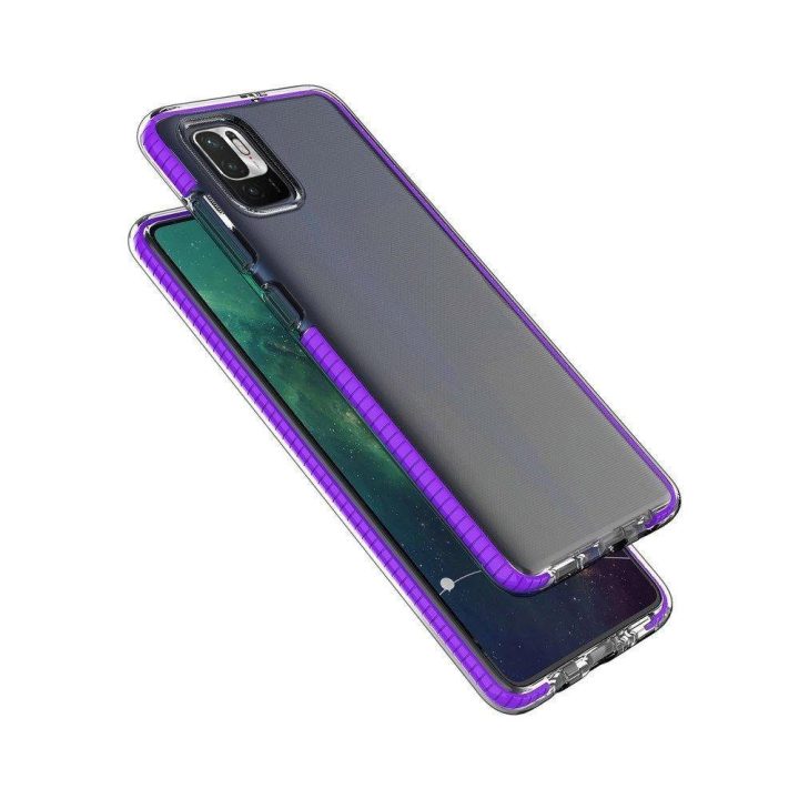 Spring Case skaidrus TPU gelio apsauginis dangtelis su spalvotu rėmeliu, skirtas Xiaomi Redmi Note 10 5G / Poco M3 Pro , juodas