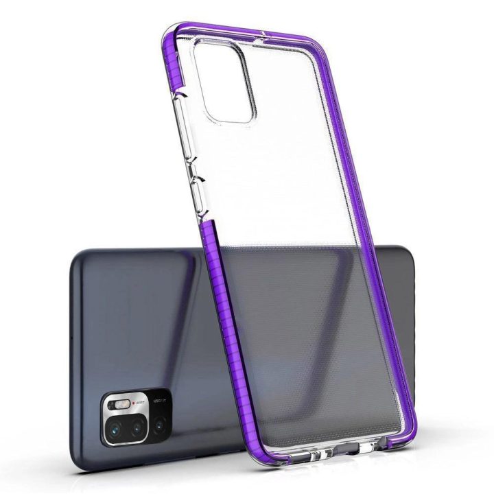 Spring Case skaidrus TPU gelio apsauginis dangtelis su spalvotu rėmeliu, skirtas Xiaomi Redmi Note 10 5G / Poco M3 Pro , juodas