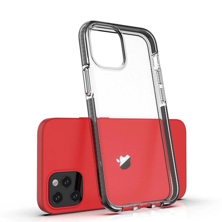 Pavasarinis korpusas skaidrus TPU gelio apsauginis dangtelis su spalvingu rėmeliu, skirtas iPhone 13 mini , tamsiai mėlynas