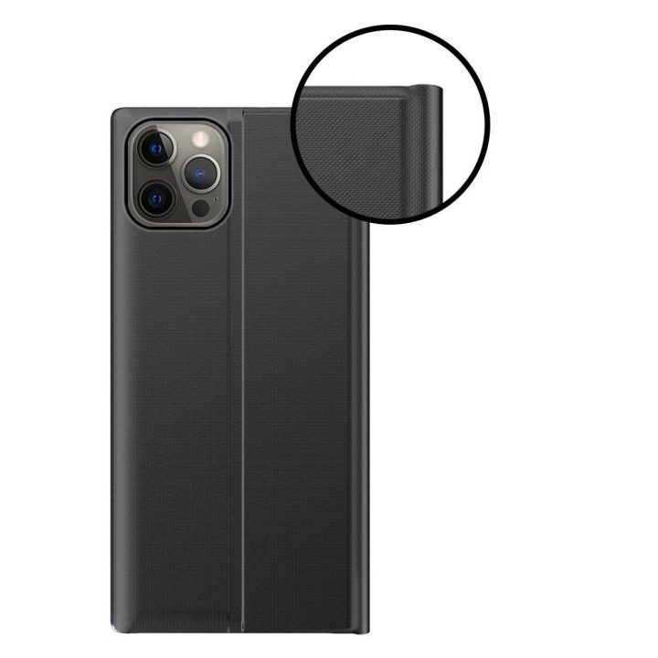 Sleep Case knygų spintos tipo dėklas su išmaniuoju langu, skirtas iPhone 13 Pro Max , rožinis