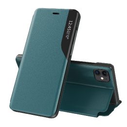 Eco Leather View Case elegantiškas knygų dėklo tipo dėklas su stovu iPhone 13 Pro Max , žalias