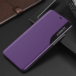 Eco Leather View Case elegantiškas knygų dėklo tipo dėklas su stovu iPhone 13 Pro Max , violetinės spalvos