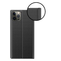 Sleep Case knygų spintos tipo dėklas su išmaniuoju langu iPhone 13 Pro , juodas