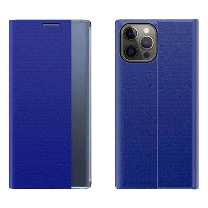 Sleep Case knygų spintos tipo dėklas su išmaniuoju langu iPhone 13 Pro , mėlynas