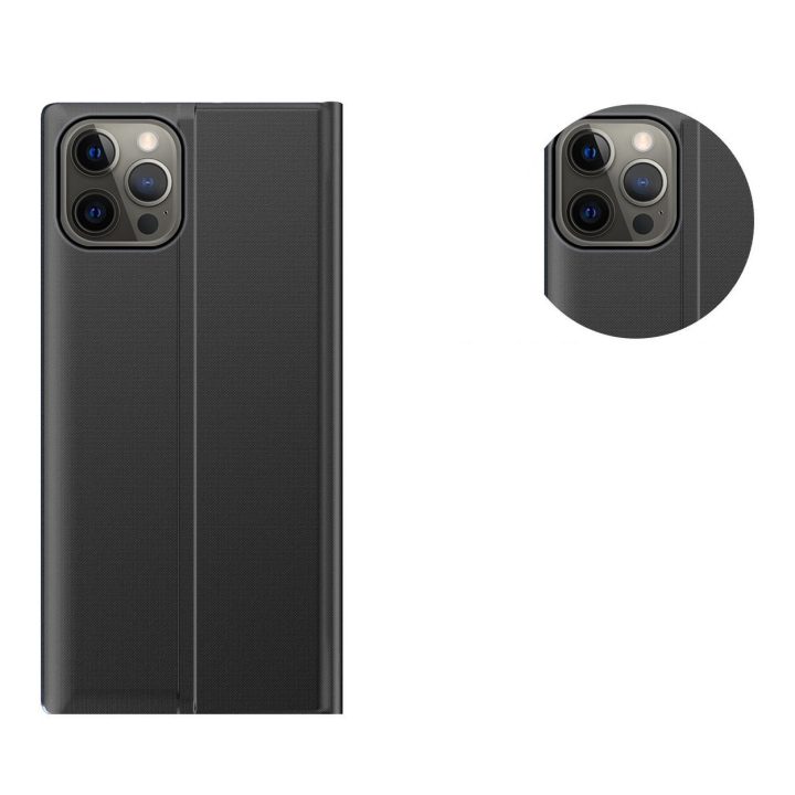 Sleep Case knygų spintos tipo dėklas su išmaniuoju langu iPhone 13 Pro rožinės spalvos
