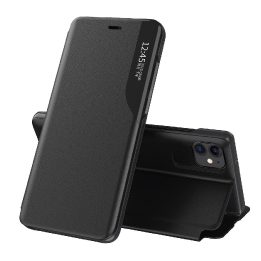 Eco Leather View Case elegantiškas knygų dėklo tipo dėklas su stovu iPhone 13 Pro , juodas