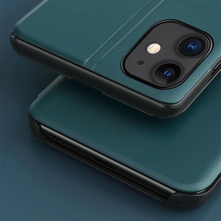 Eco Leather View Case elegantiškas knygų dėklo tipo dėklas su stovu iPhone 13 Pro , mėlynas