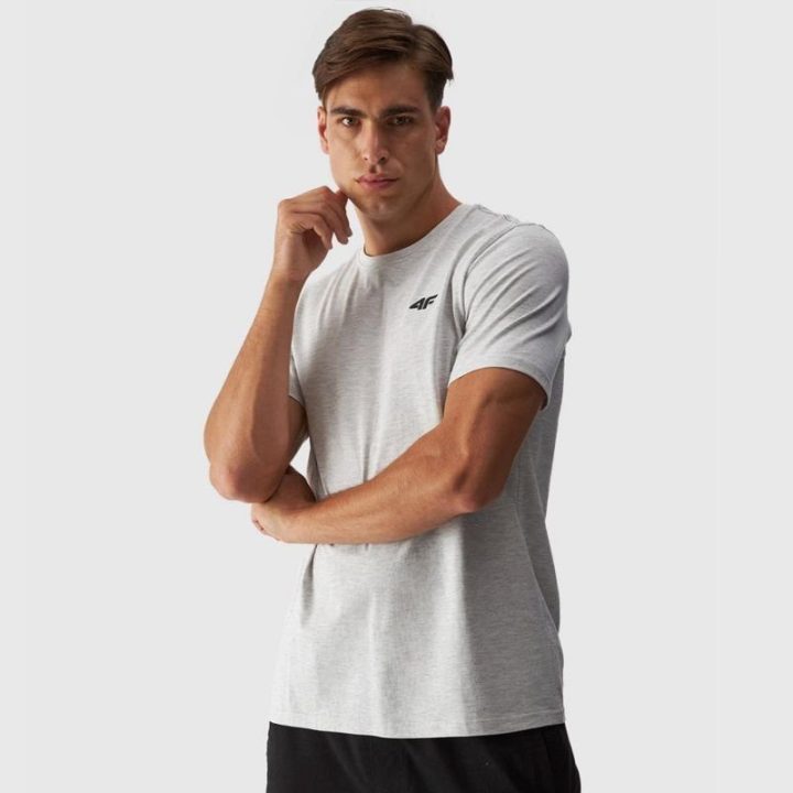 Vyriški įprasto kirpimo medvilniniai marškinėliai 4F, pilki