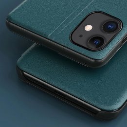 Eco Leather View Case elegantiškas knygų dėklo tipo dėklas su stovu iPhone 13 Pro , violetinės spalvos