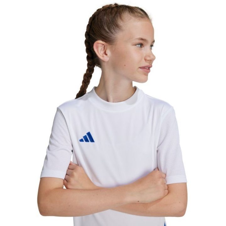 Vaikiški marškinėliai rungtynėms adidas Tabela 23, balti ir mėlyni