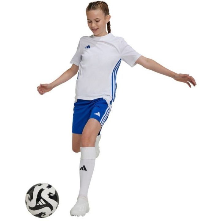 Vaikiški marškinėliai rungtynėms adidas Tabela 23, balti ir mėlyni