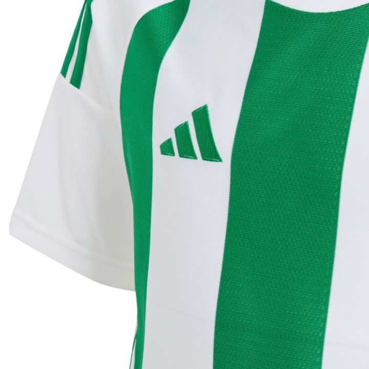 Vaikiški futbolo marškinėliai adidas Striped 24, balti ir žali