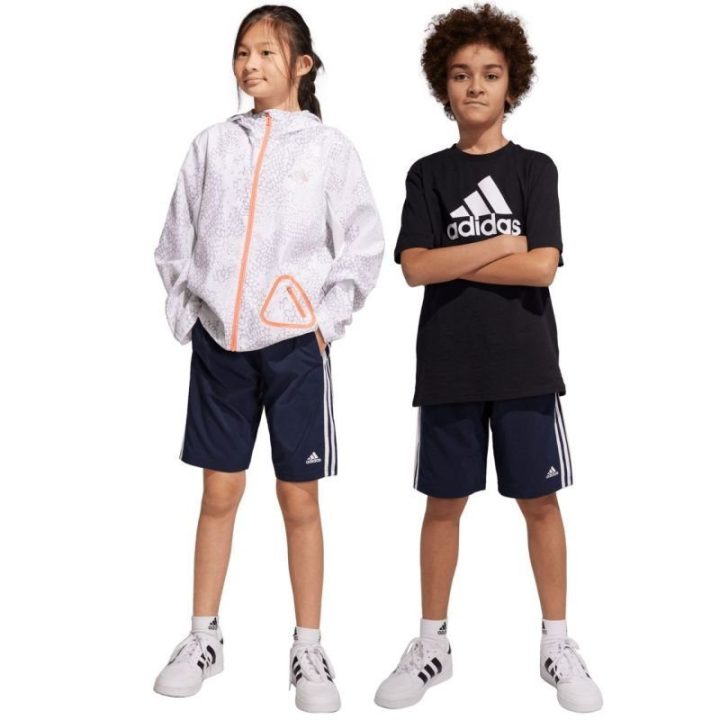 Vaikiški šortai adidas Essentials 3-Stripes Woven, tamsiai mėlyni