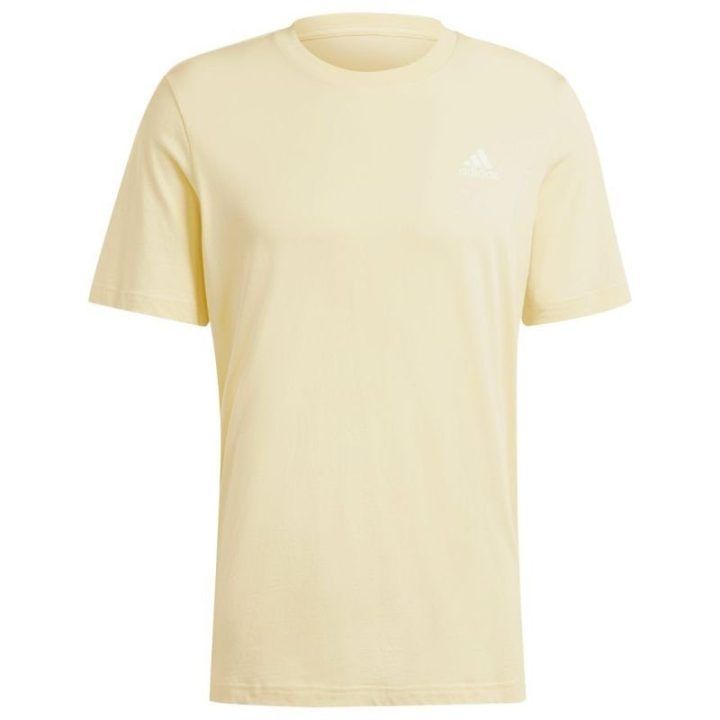 Vyriški marškinėliai adidas Essentials su siuvinėtu logotipu, geltoni