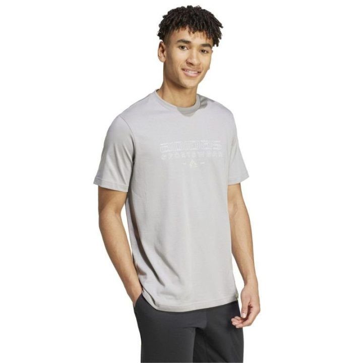 Vyriški medvilniniai marškinėliai adidas Tech Linear Graphic, pilki