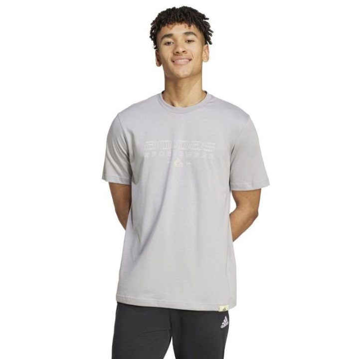 Vyriški medvilniniai marškinėliai adidas Tech Linear Graphic, pilki