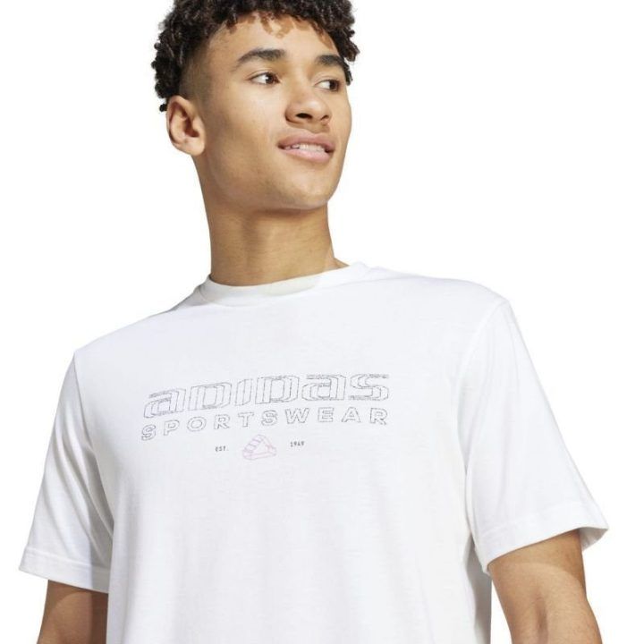 Vyriški medvilniniai marškinėliai adidas Tech Linear Graphic, balti