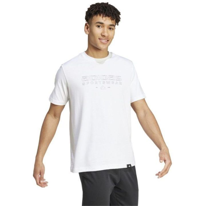 Vyriški medvilniniai marškinėliai adidas Tech Linear Graphic, balti