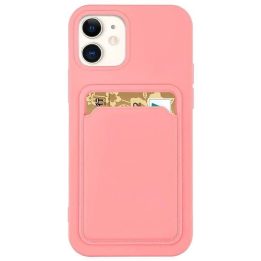 Kortelių dėklas Silikoninė piniginė Piniginė su kortelių lizdu Dokumentai Samsung Galaxy A72 4G Pink