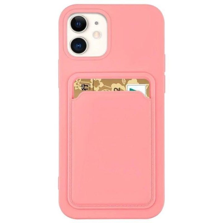 Kortelių dėklas Silikoninė piniginė Piniginė su kortelių lizdu Dokumentai Samsung Galaxy A72 4G Pink