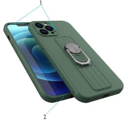 Žiedinis dėklas Silikoninis dėklas su rankena pirštui ir stovu iPhone XS Max rožinės spalvos