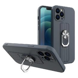Žiedinis dėklas silikoninis dėklas su rankena pirštui ir stovu, skirtas Samsung Galaxy S21+ 5G (S21 Plus 5G), tamsiai mėlynas