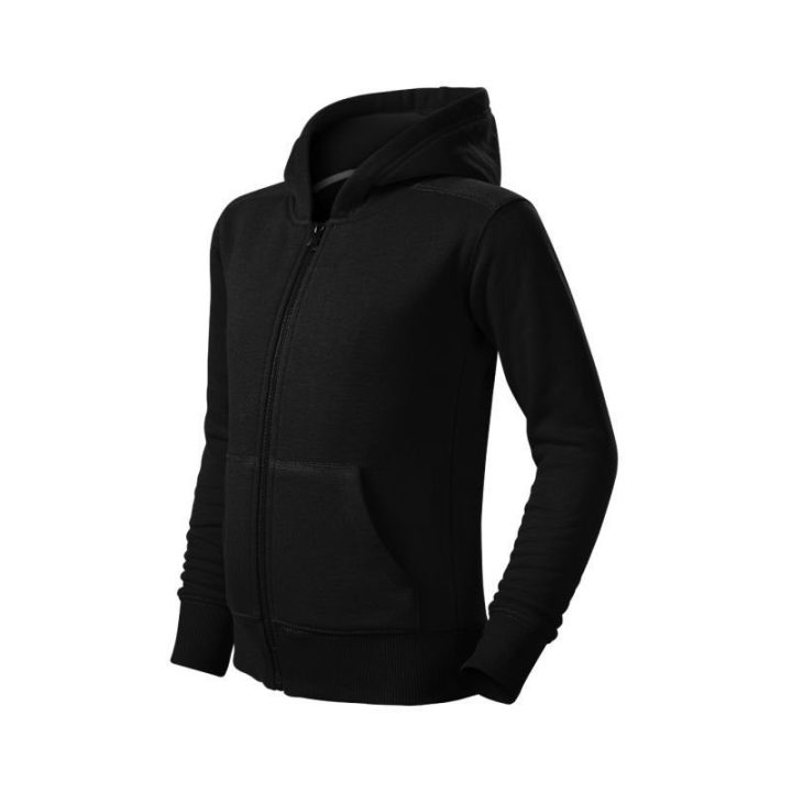 Vaikiškas džemperis su gobtuvu Malfini Trendy Zipper, juodas