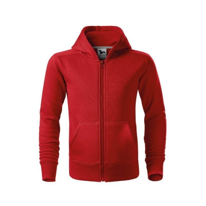 Vaikiškas džemperis su gobtuvu Malfini Trendy Zipper, raudonas