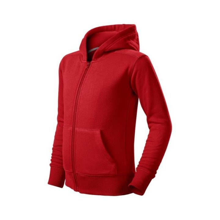 Vaikiškas džemperis su gobtuvu Malfini Trendy Zipper, raudonas