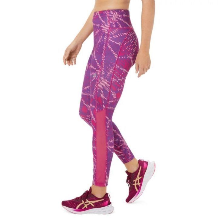 Moteriškos tamprės aukštu juosmeniu Asics Sakura AOP, violetinės