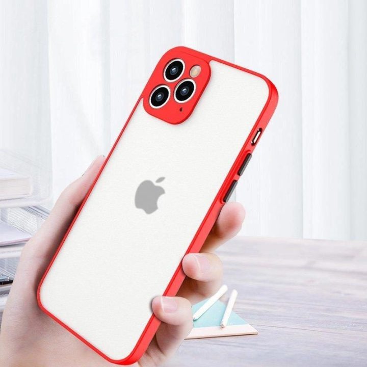 Milky Case silikoninis lankstus permatomas dėklas Samsung Galaxy A42 5G raudonas