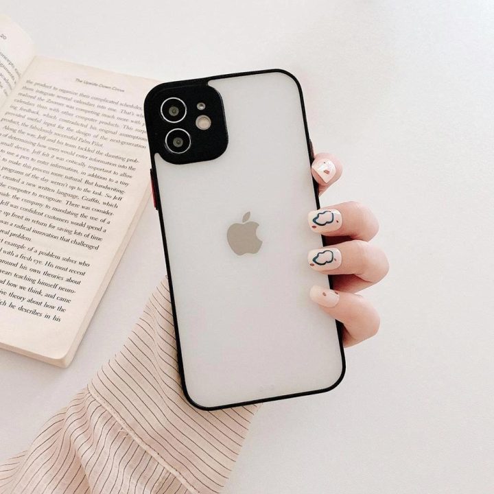 Milky Case silikoninis lankstus permatomas dėklas Samsung Galaxy A72 4G, juodos spalvos