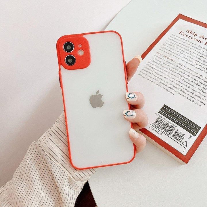 Milky Case silikoninis lankstus permatomas dėklas Samsung Galaxy A72 4G raudonas