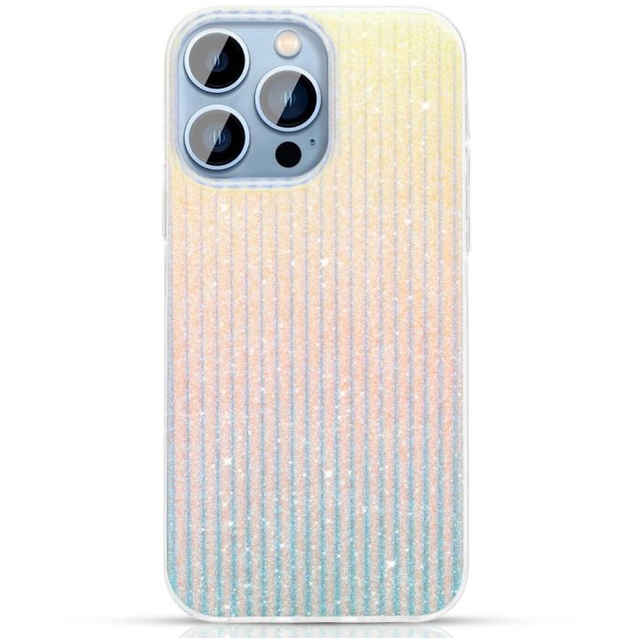 Kingxbar Travel Series prabangus elegantiškas dėklas iPhone 13 Pro , mėlynai oranžinis (Debesys)