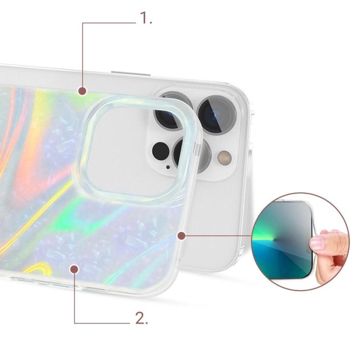 Kingxbar Shell Series prabangus elegantiškas telefono dėklas iPhone 13 Pro pearl-mint