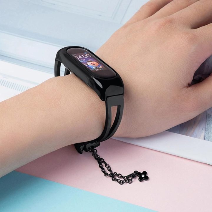 Keičiamasis metalinis apyrankės dirželis, skirtas Xiaomi Mi Band 6 / 5 / 4 / 3 juodas