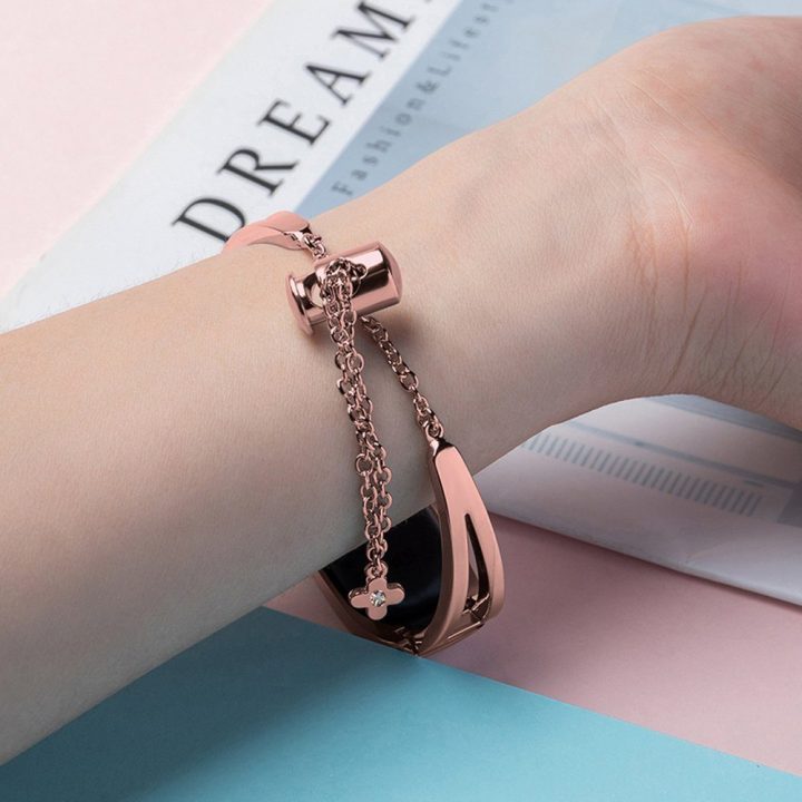 Pakaitinis metalinis apyrankės dirželis, skirtas Xiaomi Mi Band 6 / 5 / 4 / 3 rožinės spalvos