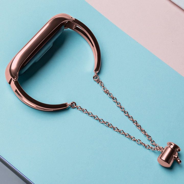 Pakaitinis metalinis apyrankės dirželis, skirtas Xiaomi Mi Band 6 / 5 / 4 / 3 rožinės spalvos