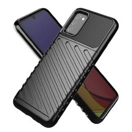 Thunder Case lankstus, tvirtas, atsparus dangtelis TPU dėklas, skirtas Samsung Galaxy A03s , juodos spalvos