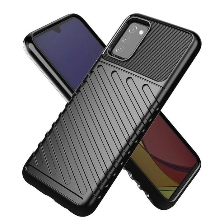 Thunder Case lankstus, tvirtas, atsparus dangtelis TPU dėklas, skirtas Samsung Galaxy A03s , juodos spalvos