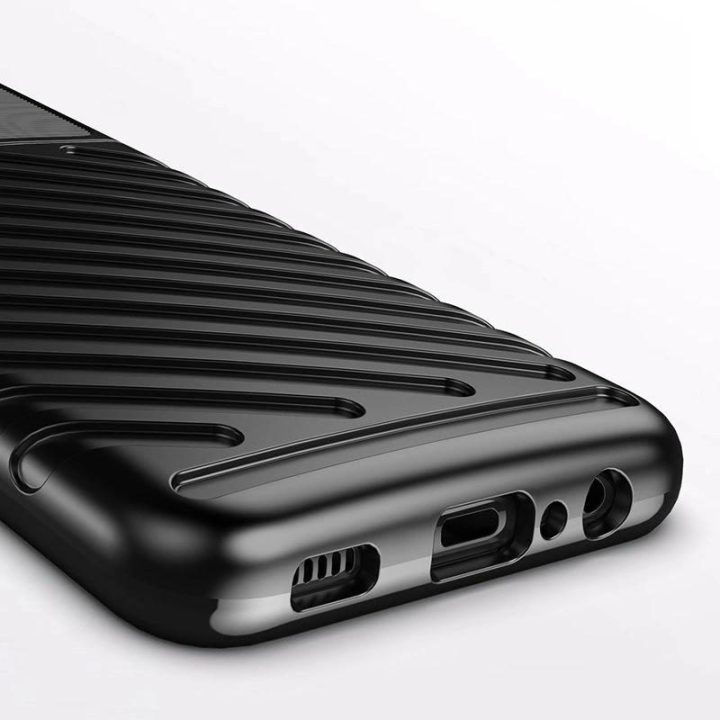 Thunder Case lankstus, tvirtas, atsparus dangtelis TPU dėklas, skirtas Samsung Galaxy A03s , juodos spalvos