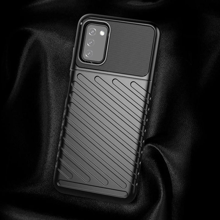 Thunder Case lankstus, tvirtas, atsparus dangtelis TPU dėklas, skirtas Samsung Galaxy A03s , juodos spalvos
