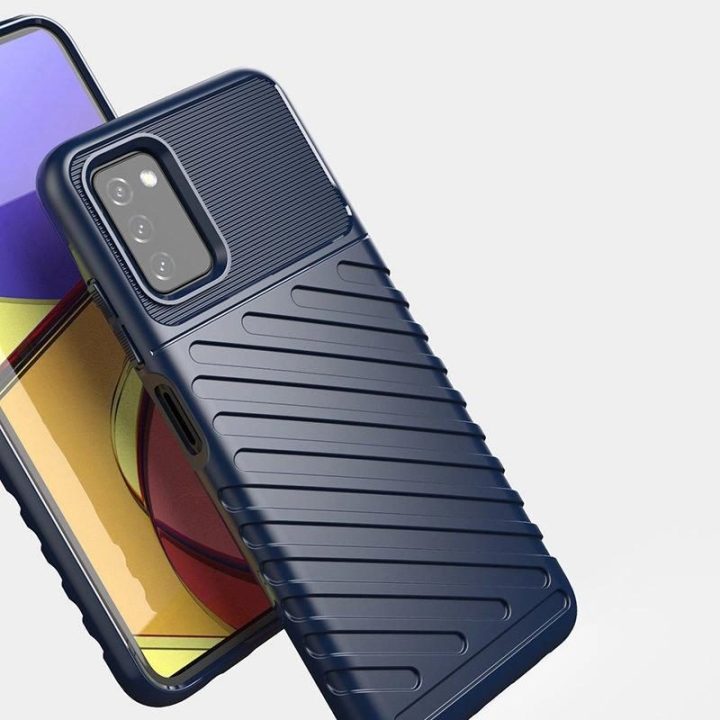 Thunder Case lankstus, tvirtas, atsparus dangtelis TPU dėklas, skirtas Samsung Galaxy A03s , juodos spalvos